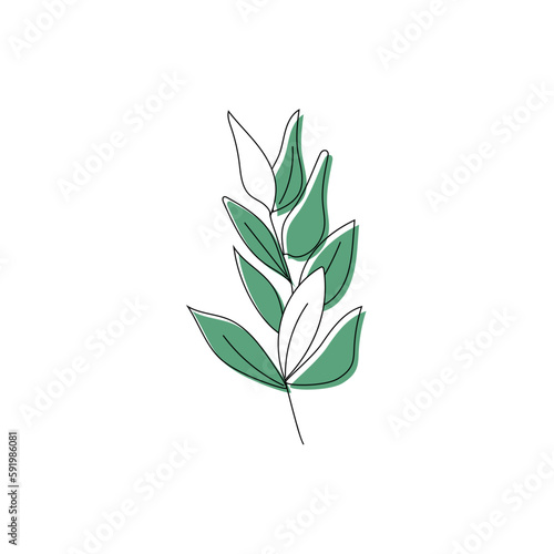 Drawing a single plant leaves. Contemporary minimalistic art. Perfect for home d  cor such as posters  wall drawings  large bag  t-shirt printing  sticker  cell phone case.
