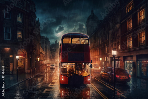Fantasy red London double-decker bus photo