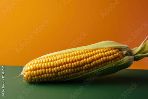 Sweetcorn, burnt orange background, corn, generative ai, Fresh tasty vegetables, Fresh ingredients, cooking ingredients