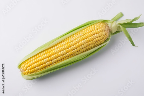 Sweetcorn, corn, corn on the cob on a white background, isolated, generative ai, Fresh tasty vegetables, Fresh ingredients, cooking ingredients