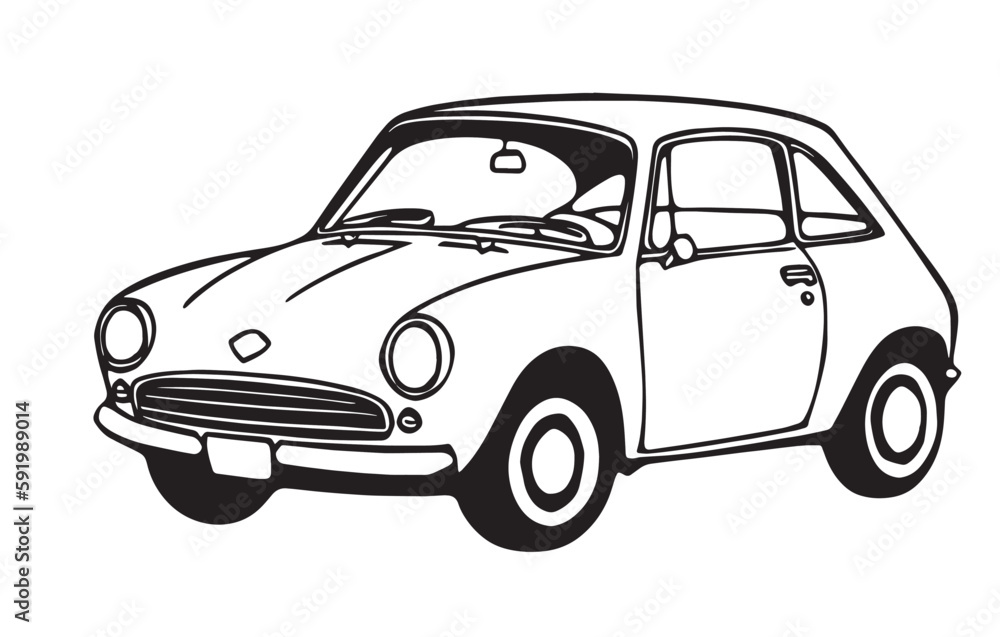 Coloring page of fantasy car on white background
