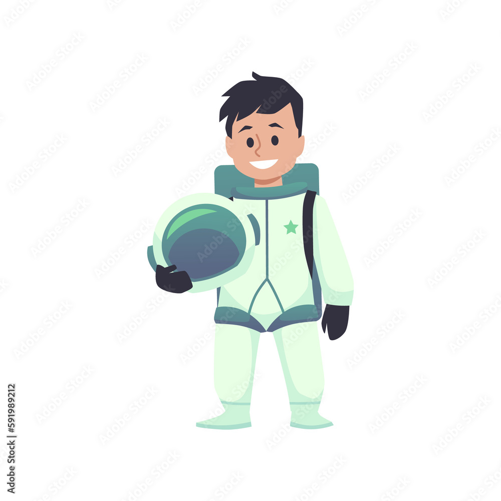 Astronaut kid cartoon character in space suit isolated Astronaut kid cartoon character in space suit isolated