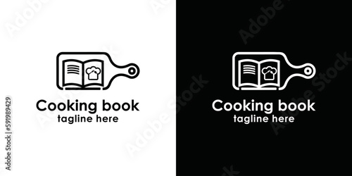 Cooking book. Outline icon with cutting board and book Linear symbol of kitchen and cooking cooking recipe book