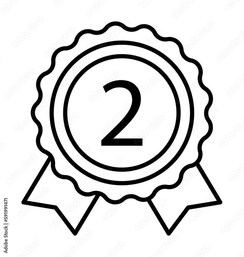 medal number second icon illustration on transparent background