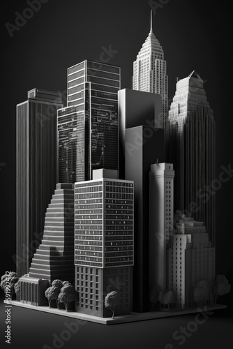 An image of a city skyline in black and white Generative AI 2