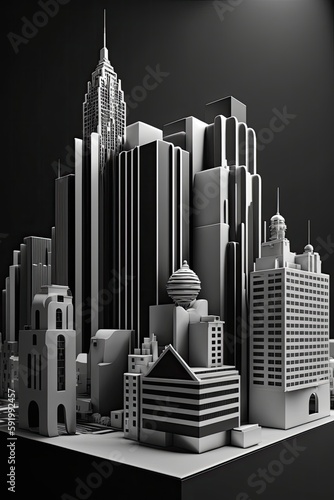 An image of a city skyline in black and white Generative AI 4