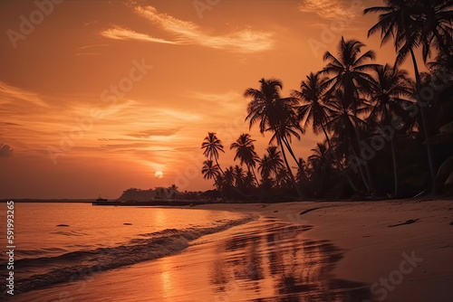 sunset on the beach created with Generative AI technology © Robert Herhold