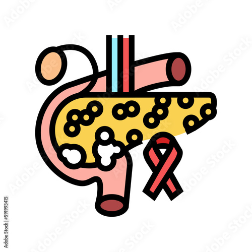 pancreatic cancer color icon vector illustration