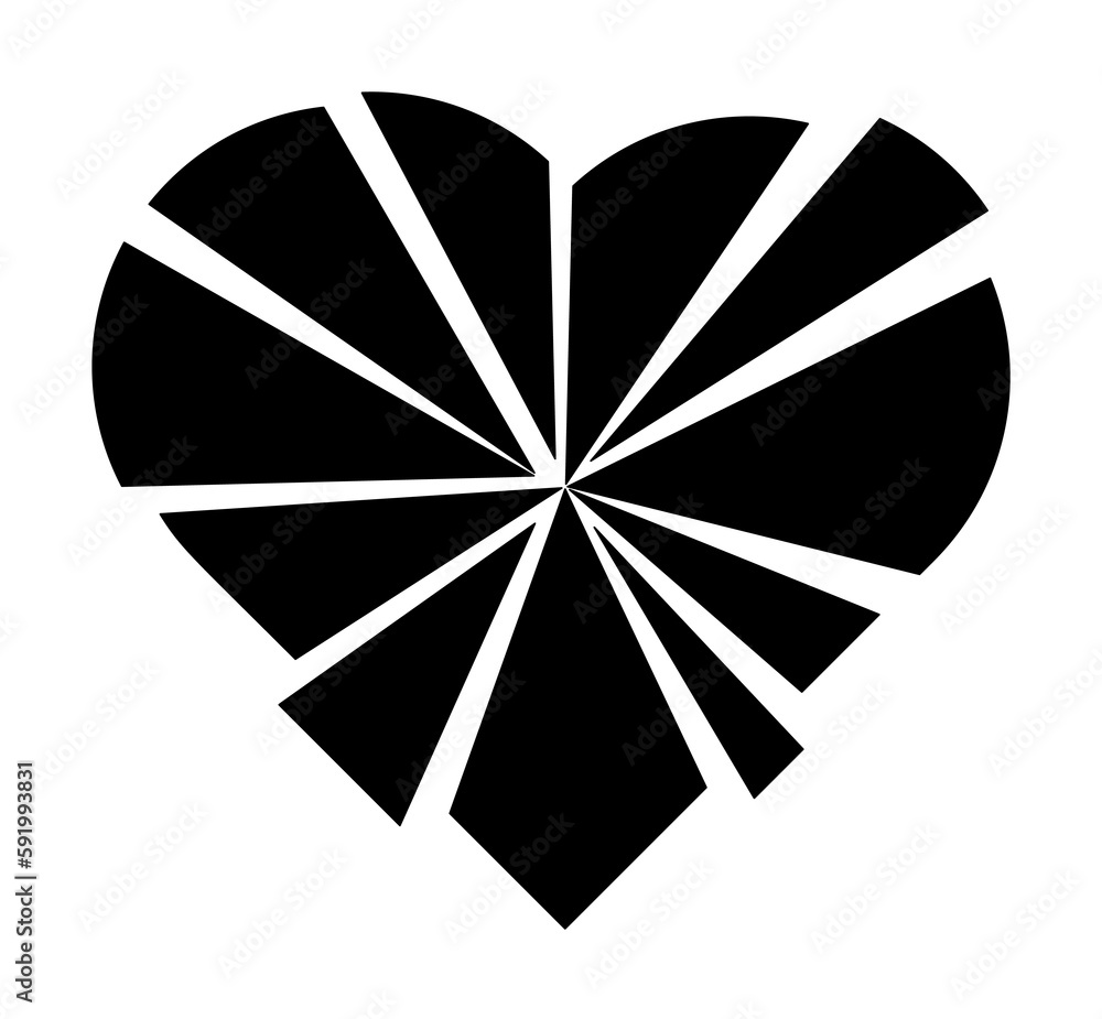 heart flat, splinters icon illustration on transparent background