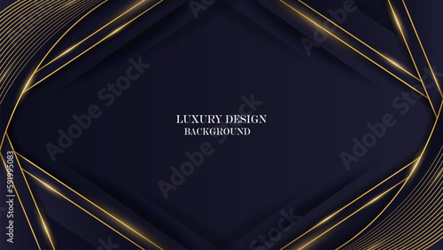 abstract luxury dark blue color background with shiny gold line. luxury elegant theme design vector