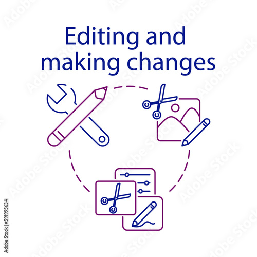 Simple set of editing and making changes content. CMS concept icon. One of stages of content management system process. Symbol for web and mobile phone on white background. Vector