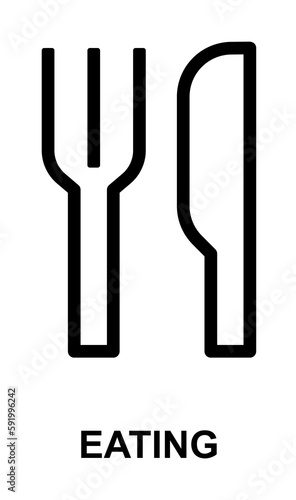 eating sign simple line on white background icon illustration on transparent background