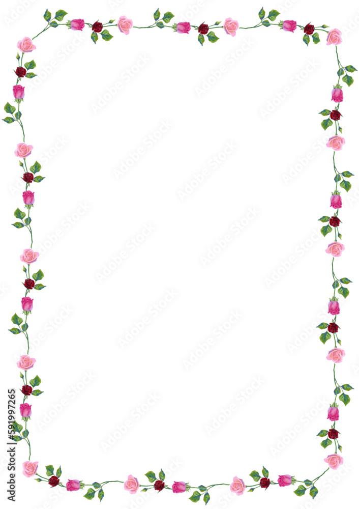 Vector background with pink roses flowers and green leaves. Vector background with pink roses flowers and green leaves.