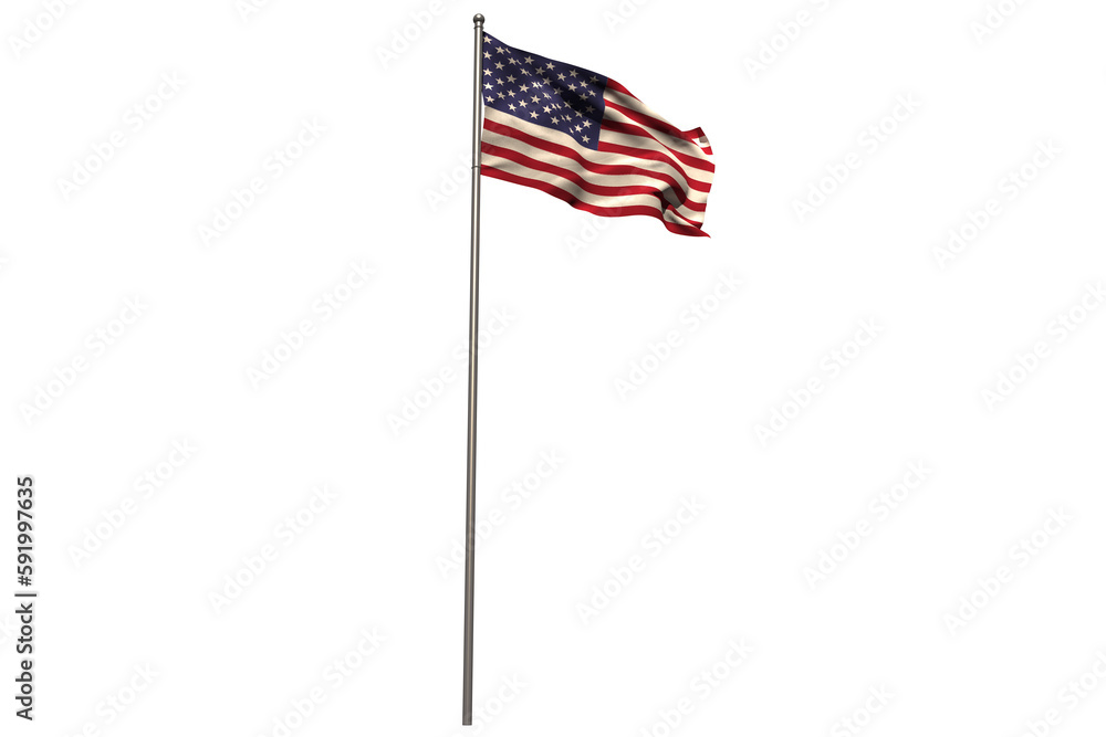 Fototapeta premium American flag waving on pole