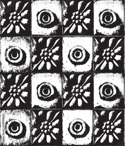 vector seamless pattern with elements of old architecture, tiles, rosettes with geometric ornament. stylized flower or star. Suitable for packaging, paper, fabric