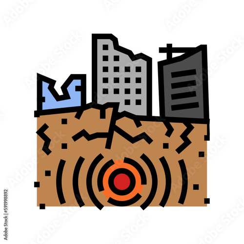 siesmic collapse color icon vector illustration