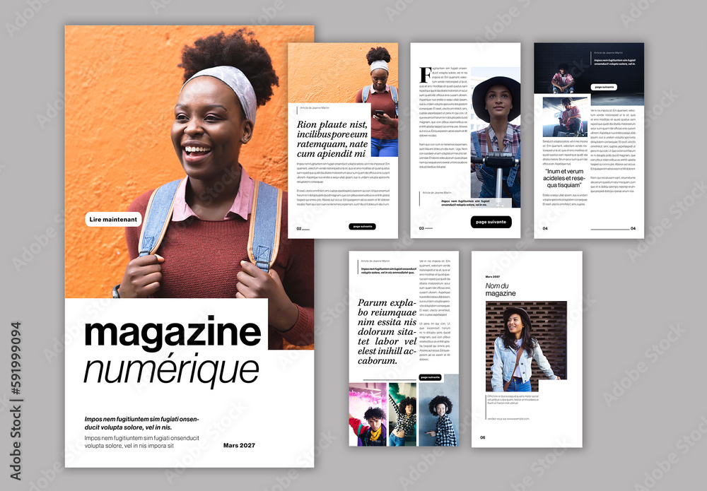 Magazine Page De Garde Mise En Page Minimale De Magazine Numérique Stock Template | Adobe Stock