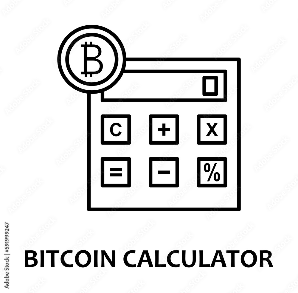 bitcoin calculator with name icon illustration on transparent background bitcoin calculator with name icon illustration on transparent background