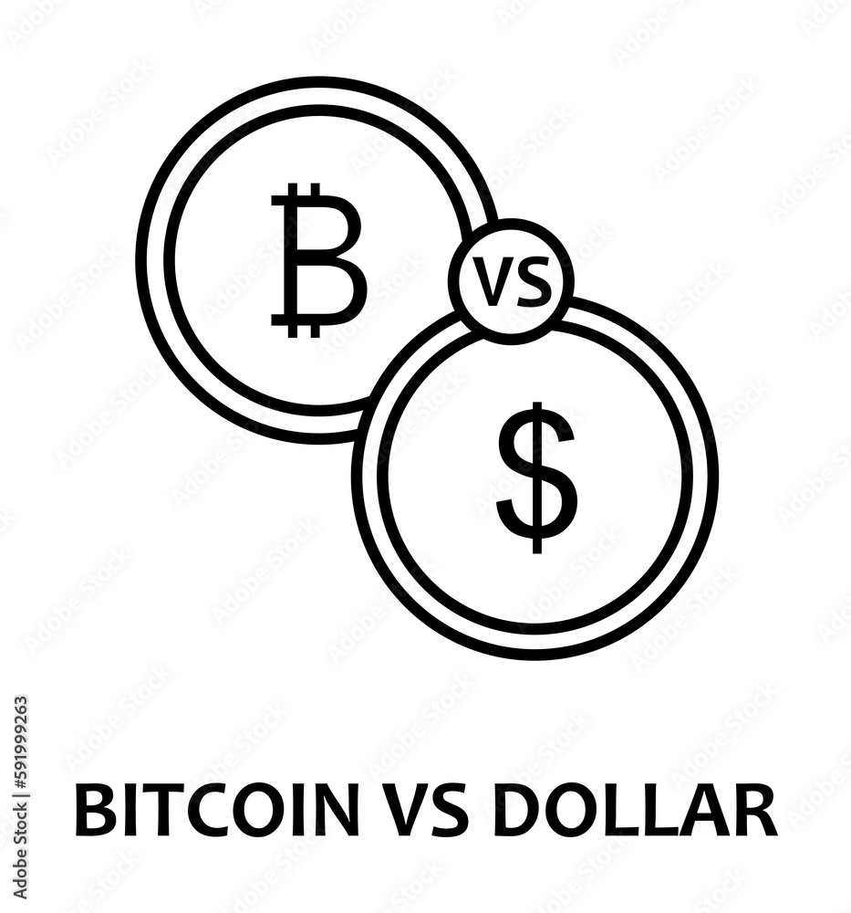 bitcoin vs dollar with name icon illustration on transparent background bitcoin vs dollar with name icon illustration on transparent background
