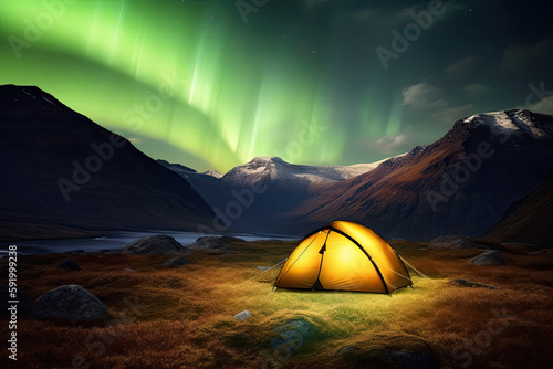 tent at night created with Generative AI technology