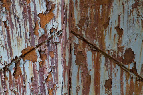 Close-up detail of rusty metal on an abandoned ship at Stromness whaling station; South Georgia Island photo