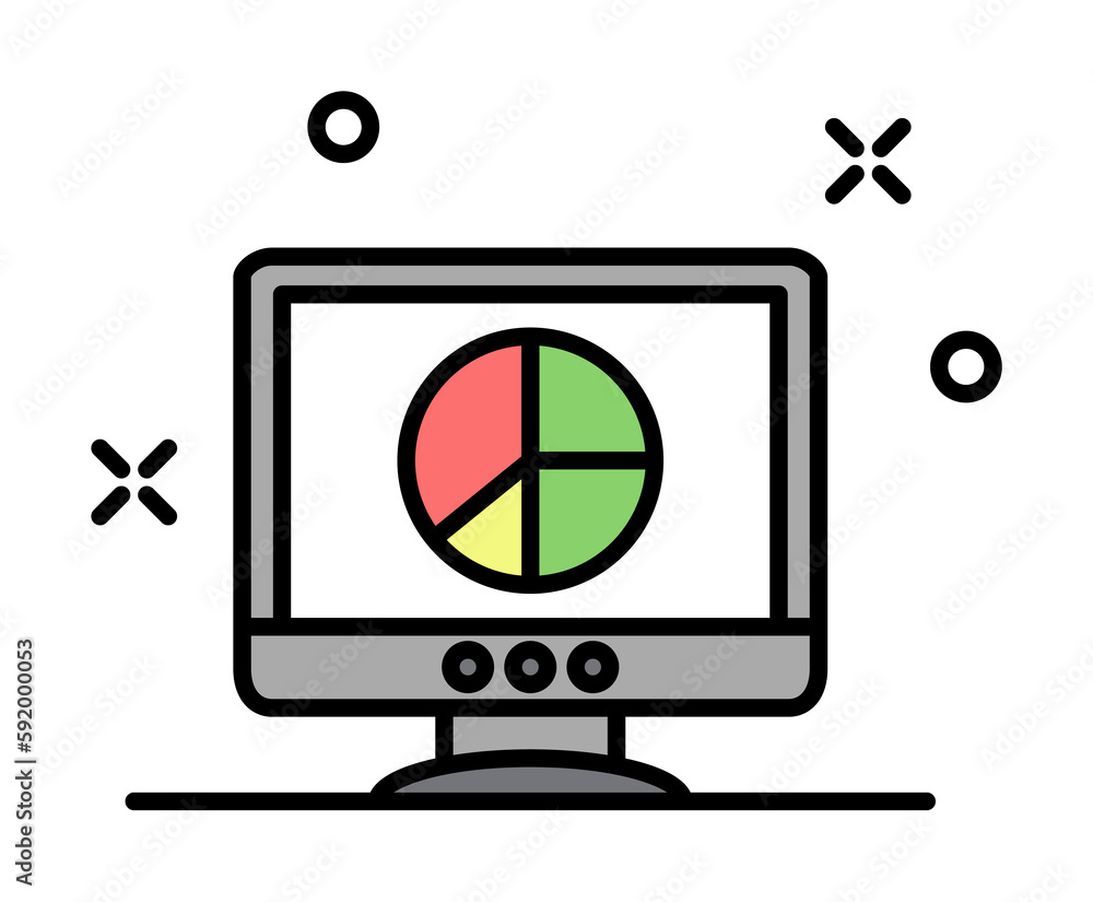 computer pie chart colored icon illustration on transparent background computer pie chart colored icon illustration on transparent background