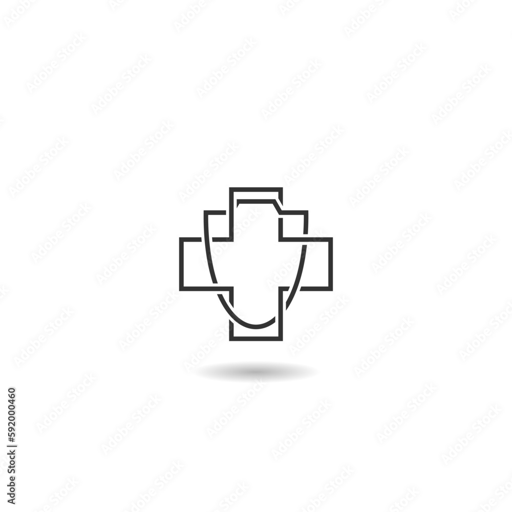 Medical shield icon with shadow Medical shield icon with shadow