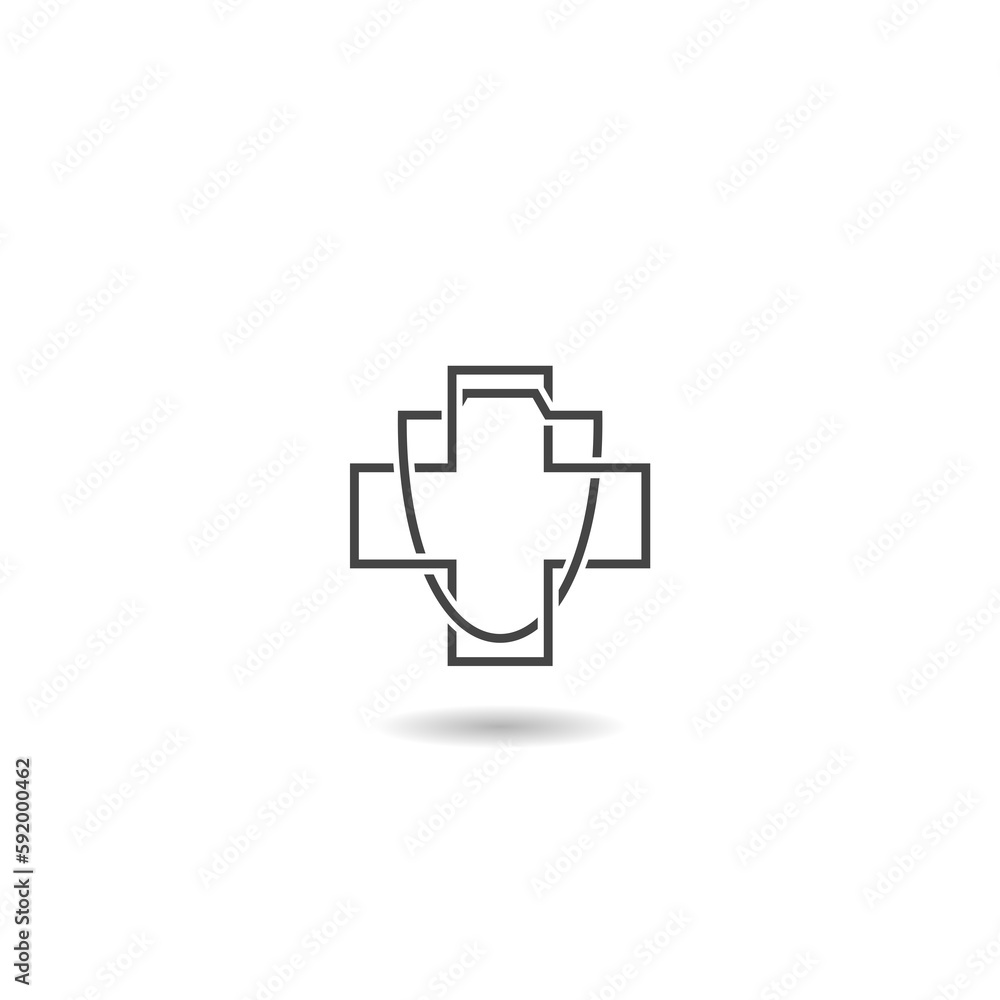 Obraz premium Medical shield icon with shadow