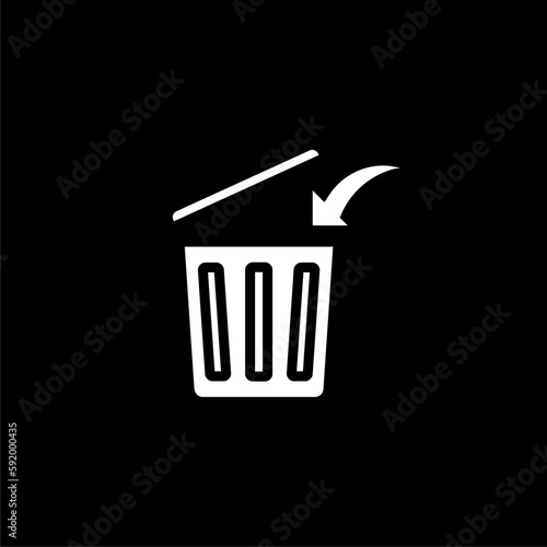 Trash can icon isolated on black background. 