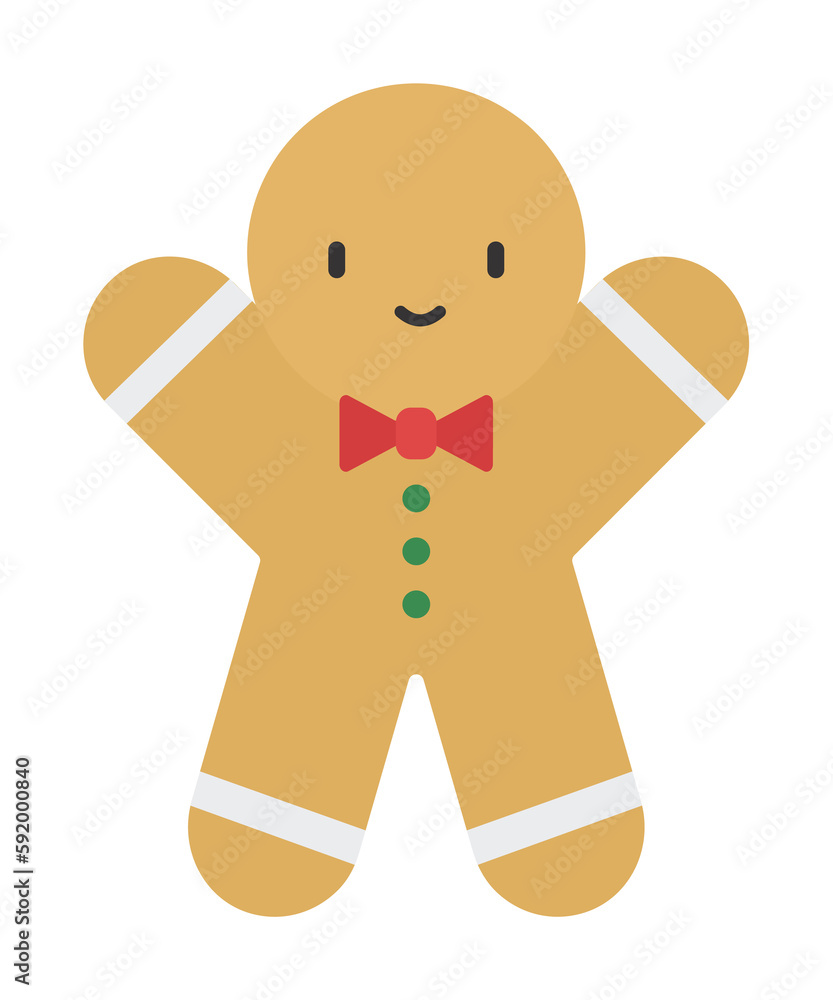 Fototapeta premium Gingerbread man 2 colored line icon illustration on transparent background