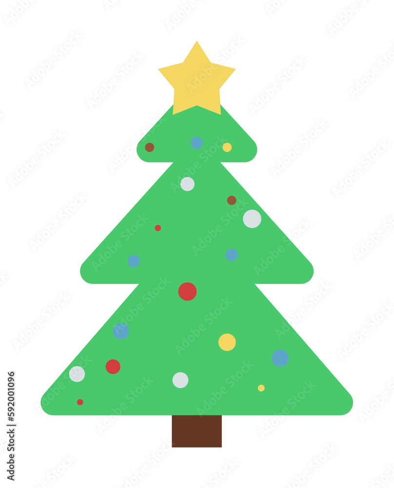 Christmas tree 2 colored line icon illustration on transparent background Christmas tree 2 colored line icon illustration on transparent background