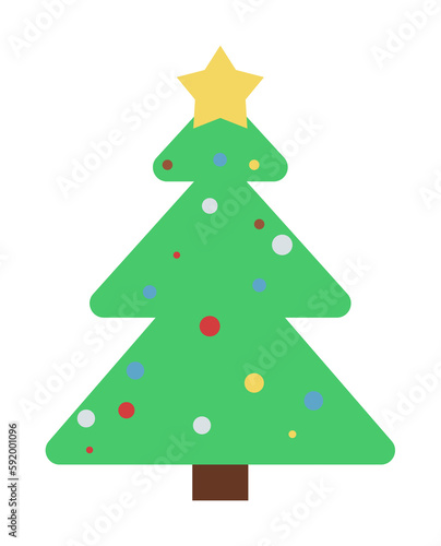 Christmas tree 2 colored line icon illustration on transparent background