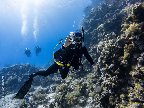 Fotótapéta Scuba Diving on a Coral Reef