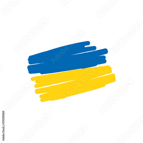 Hand Drawn Flag of Ukraine with Brush Effect Vector Illustration. No war.