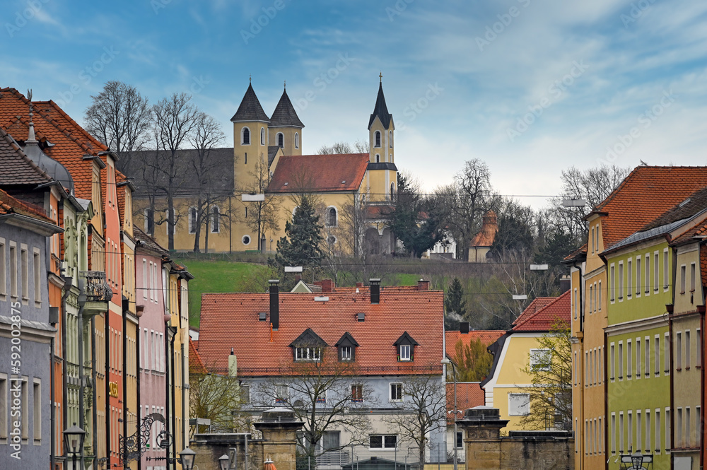 Church with three towers in Regensburg Germany