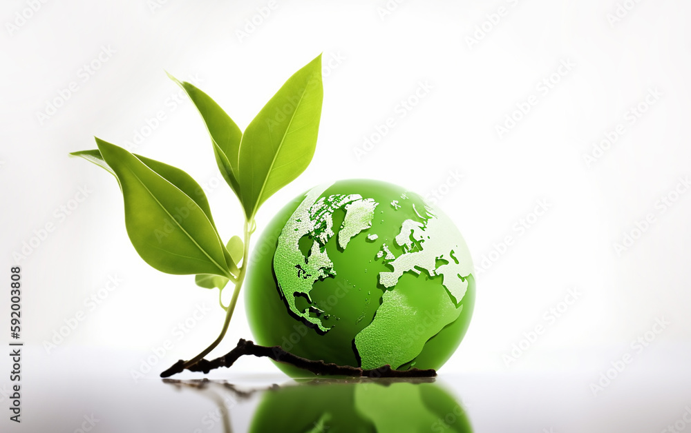 A sapling sprouting from a globe, a powerful image symbolizing new growth and hope for World Environment Day. A sapling sprouting from a globe, a powerful image symbolizing new growth and hope for World Environment Day.