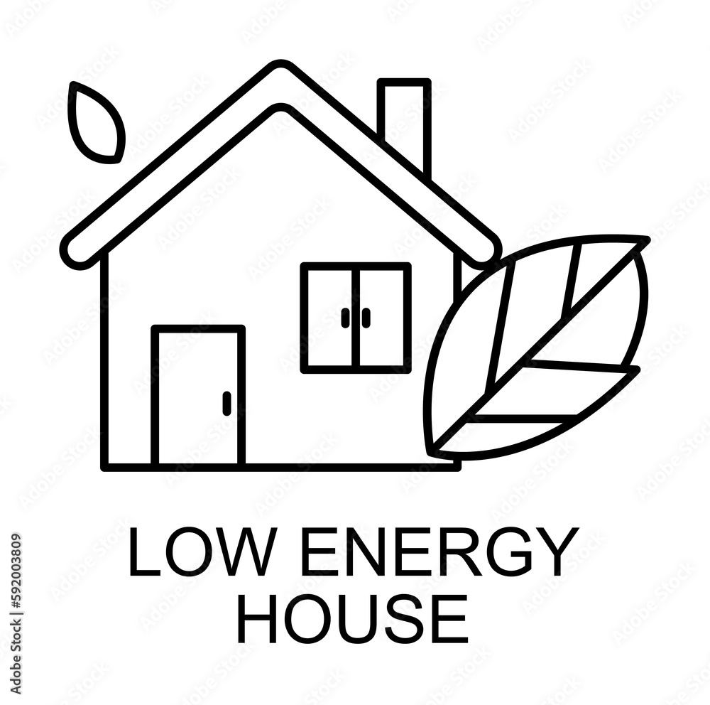 Fototapeta premium low energy house outline icon illustration on transparent background