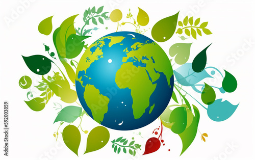Earth surrounded by a variety of leaves, a vibrant representation of biodiversity for World Environment Day.