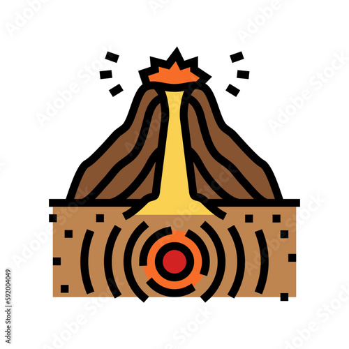 volcanic earthquake disaster color icon vector illustration