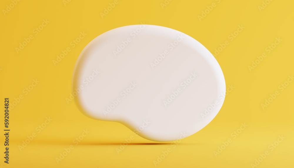 Speech bubbles on yellow background. 3D shape chat bubble. Speech bubbles on yellow background. 3D shape chat bubble.