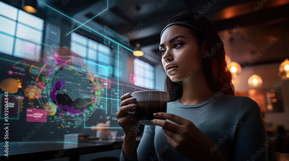 ai generated illustration AI technology helping people in everyday life. ai generated illustration AI technology helping people in everyday life.