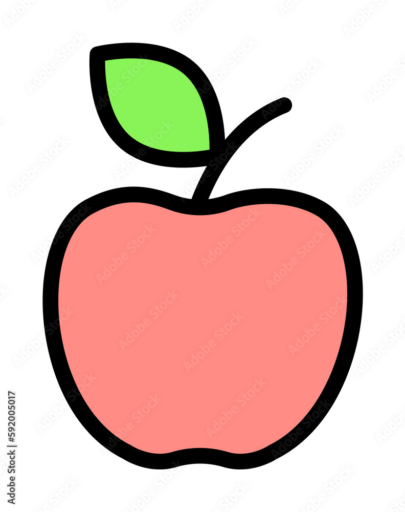 Apple, fruit icon illustration on transparent background