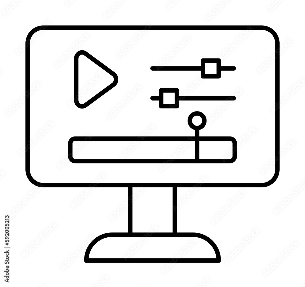 Computer, play, film icon illustration on transparent background Computer, play, film icon illustration on transparent background