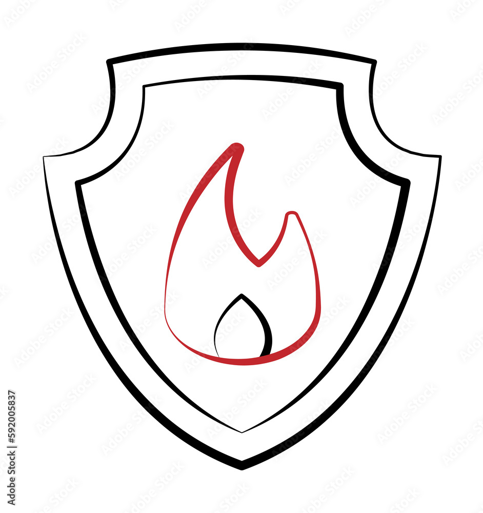 Firefighter, shield two color on white background icon illustration on transparent background Firefighter, shield two color on white background icon illustration on transparent background
