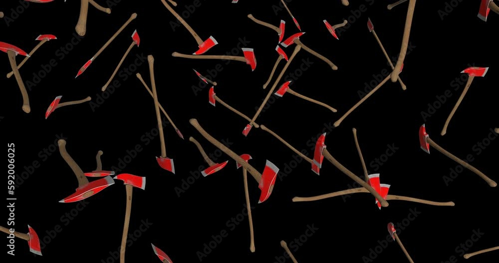 Fire Axes Falling slow motion animation Fire Axes Falling slow motion animation