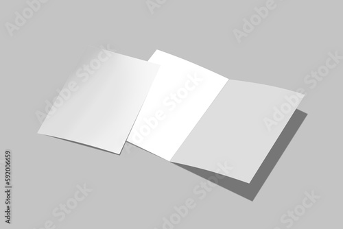 Tri fold brochure 3D illustration mockup isolated