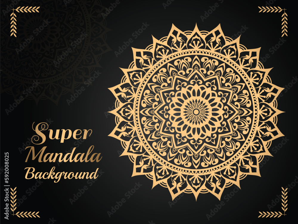  Colorful Luxury Mandala background with golden arabesque pattern 