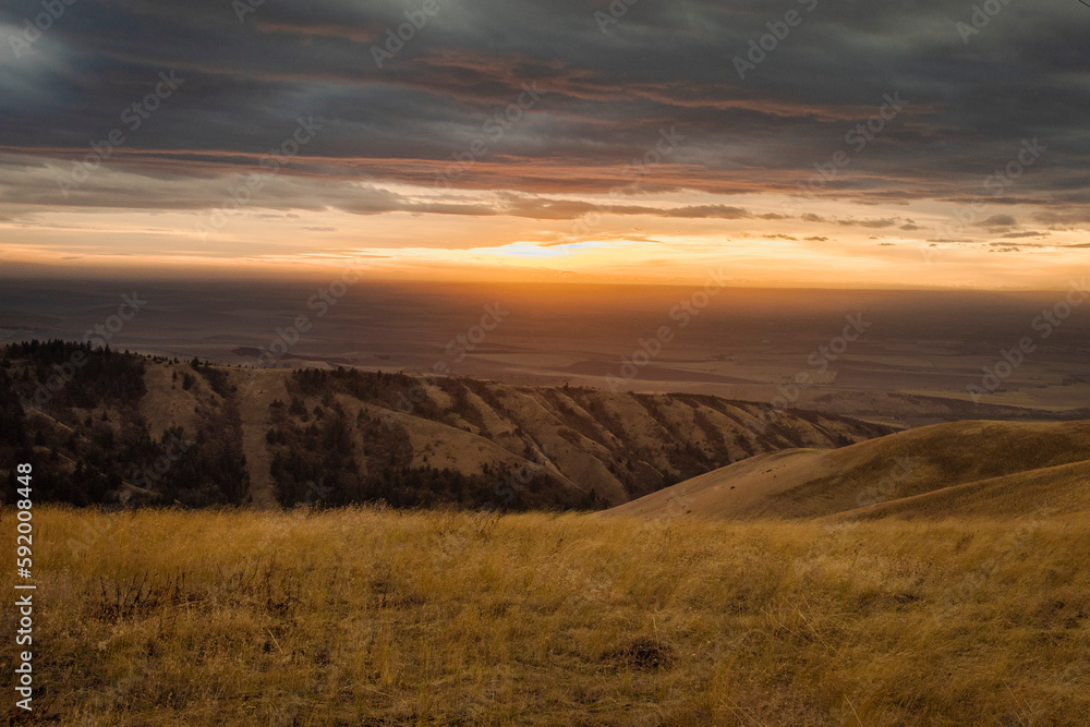 Sunset from the hills of the Umatilla National Forest in Northeast Oregon, USA; Milton Freewater, Oregon, United States of America Sunset from the hills of the Umatilla National Forest in Northeast Oregon, USA; Milton Freewater, Oregon, United States of America