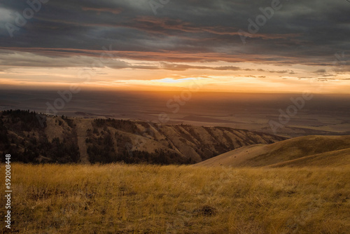 Sunset from the hills of the Umatilla National Forest in Northeast Oregon, USA; Milton Freewater, Oregon, United States of America photo