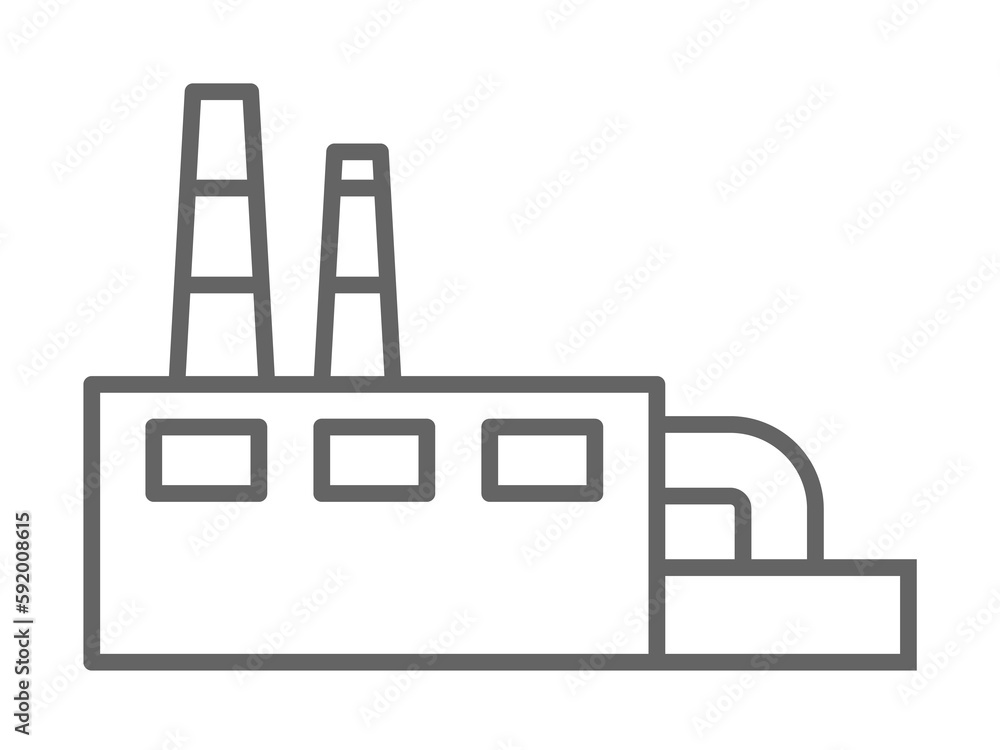 Industry flat, building, factory, plant, power station warehouse on white background icon illustration on transparent background Industry flat, building, factory, plant, power station warehouse on white background icon illustration on transparent background